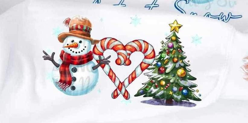 Let it snow (santa, tree, sled, and snowman) SLEEVE ONLY 11464 DTF TRANSFER