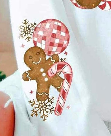 gingerbread, mirrorball, candy cane SLEEVE 16981 DTF Transfer