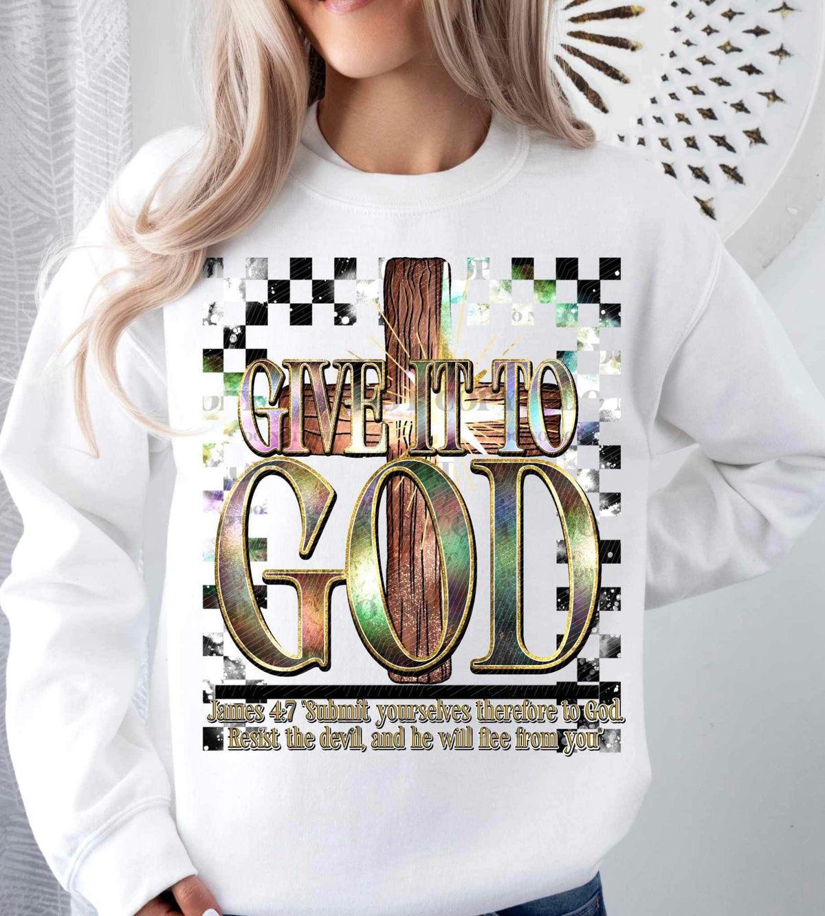 Give it to god wooden cross 19646 DTF Transfer