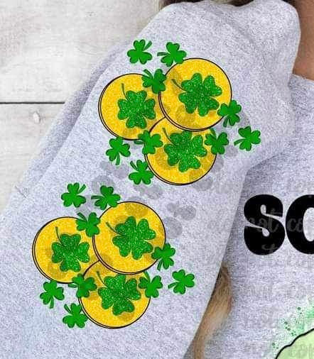 Gold coins and clovers SLEEVE (VIRGO) 17872 DTF TRANSFERS