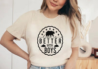 life is better with boys BLACK ADULT screen print transfer