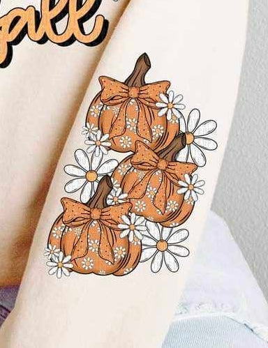 fall pumpkins with bow SLEEVE 41883 DTF transfer