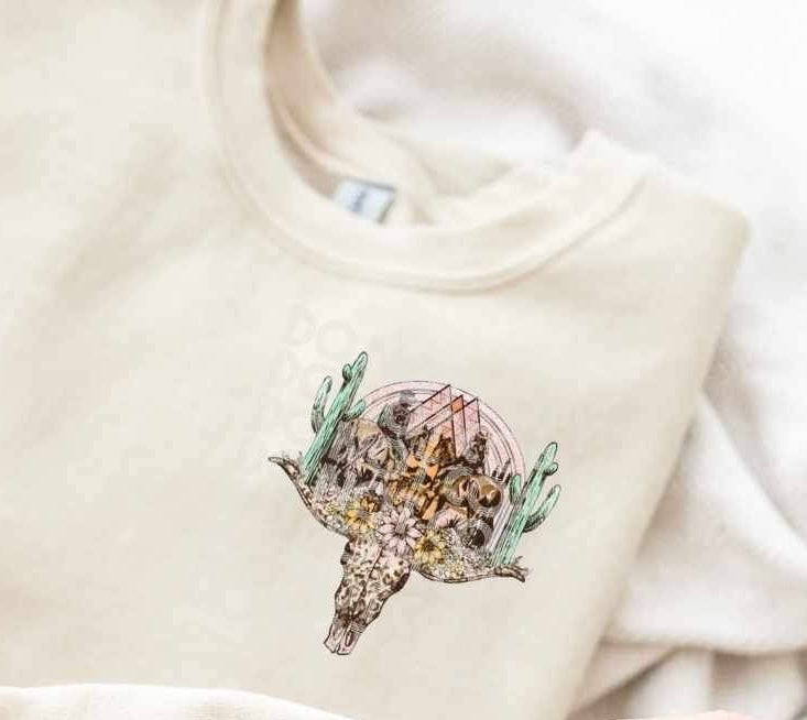 Bull skull western scene (SSD) 20835 DTF transfer