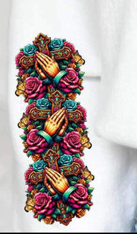 cross flowers and hands SLEEVE 19064 DTF TRANSFER