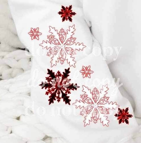 Red snowflakes SLEEVE 15648 DTF Transferd