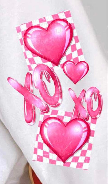 Xo xo pink hearts SLEEVE 20287 DTF transfer