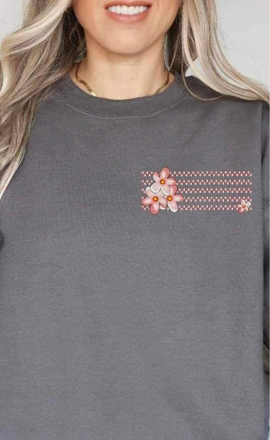 Flower and checkered print 19274 DTF TRANSFER