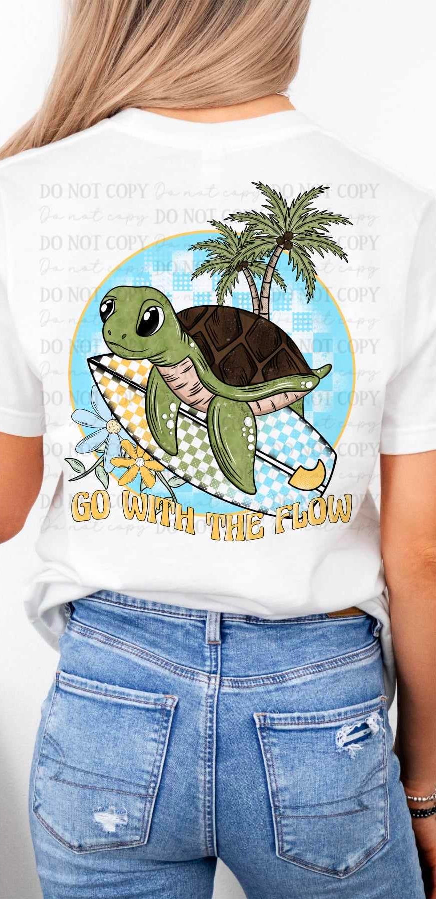 Go with the flow turtle with surfboard (CITY) 36248 DTF transfer