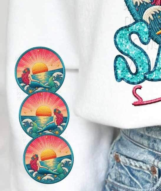 circle with mermaid SLEEVE 25720 DTF transfer