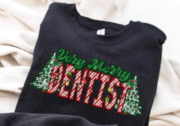 Very merry dentist Christmas trees DTF Transfer