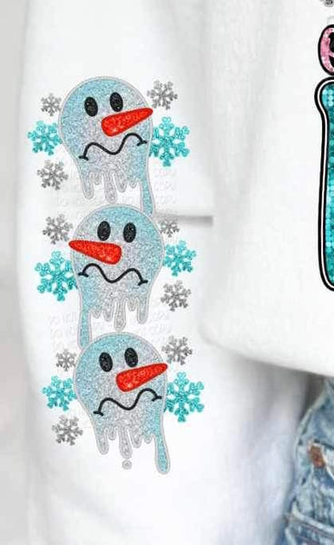 Sequin snowman and snowflakes SLEEVE 11754 DTF transfer