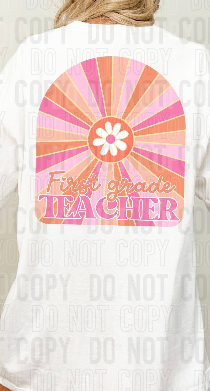 First grade teacher orange and pink arch (SBB) 33592 DTF transfer