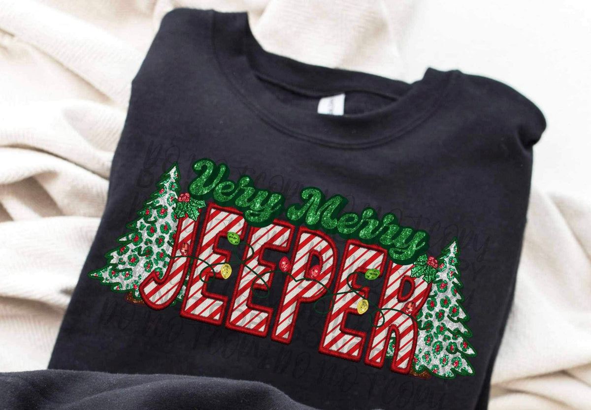 Very merry jeeper Christmas trees DTF Transfer