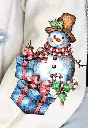 Snowman with presents and candycanes SLEEVE 15141 DTF Transfer