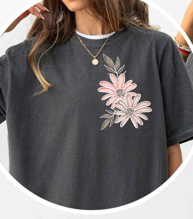 Two pink flowers (CSC) 24406 DTF transfer