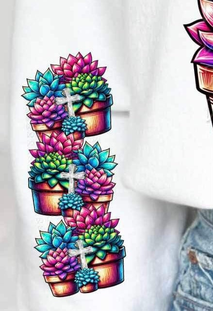 Cross with succulents SLEEVE 21218 DTF transfer