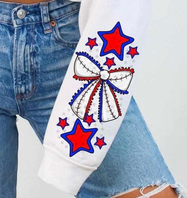 Baseball bow red and blue  SLEEVE 80842 DTF transfer