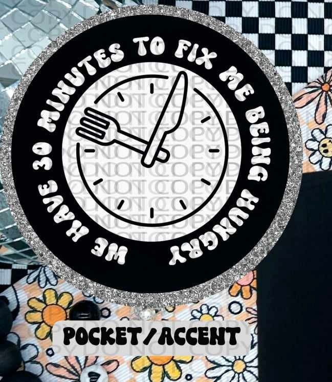 We have about 30 minutes to fix me being hungry WHITE pocket (HW) 73552 DTF transfer