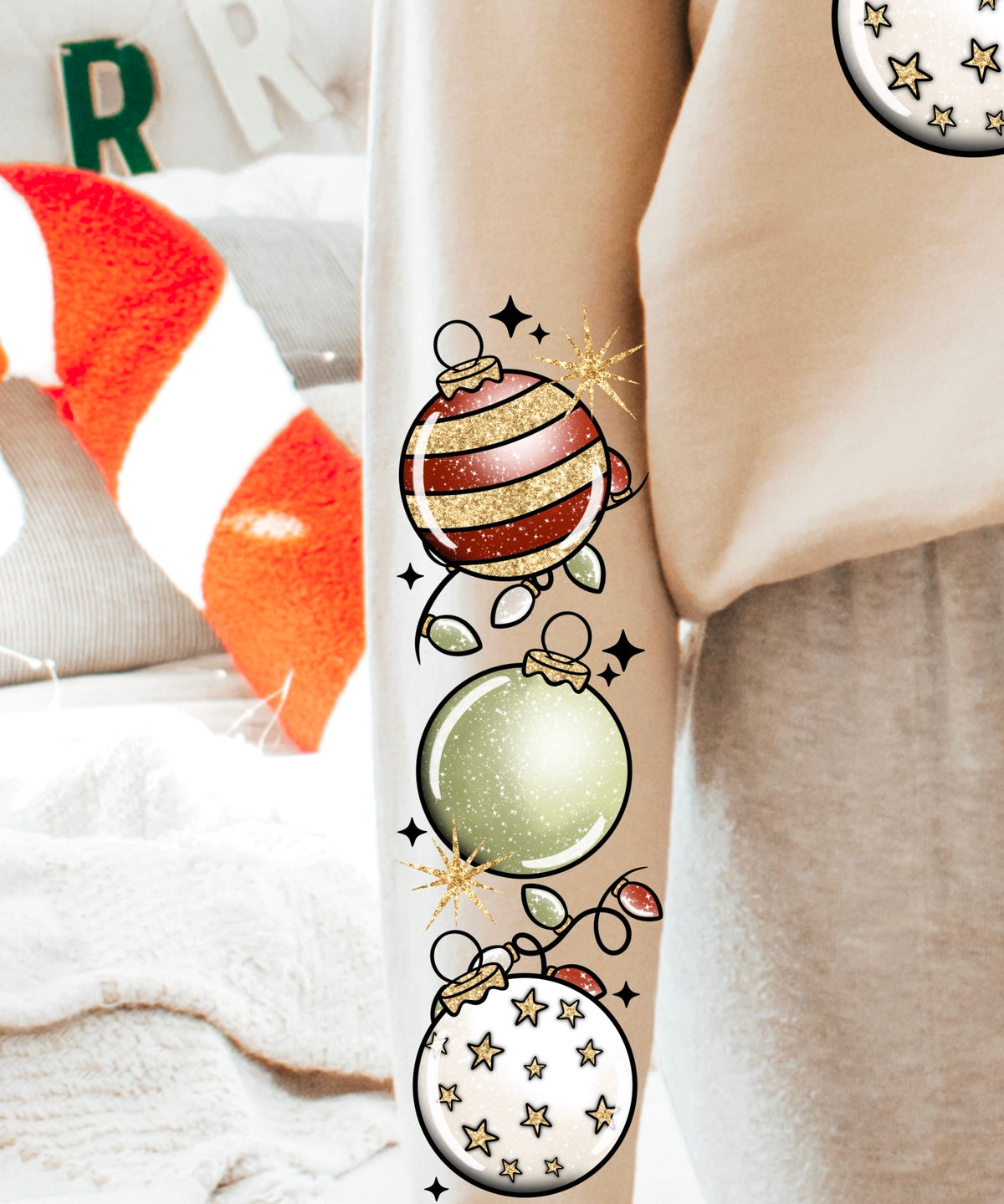 Holly Jolly Ornaments (SLEEVE) (csc) DTF transfer