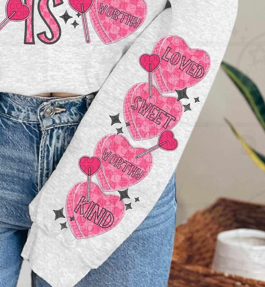 Candy hearts sleeve (HW) 75537 DTF transfer