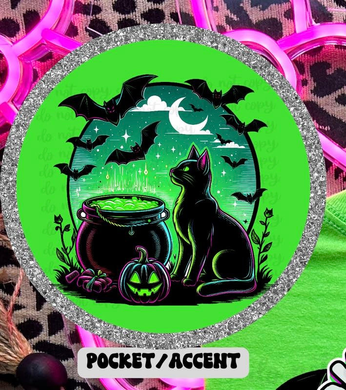 black cat and cauldron 36444 DTF transfer