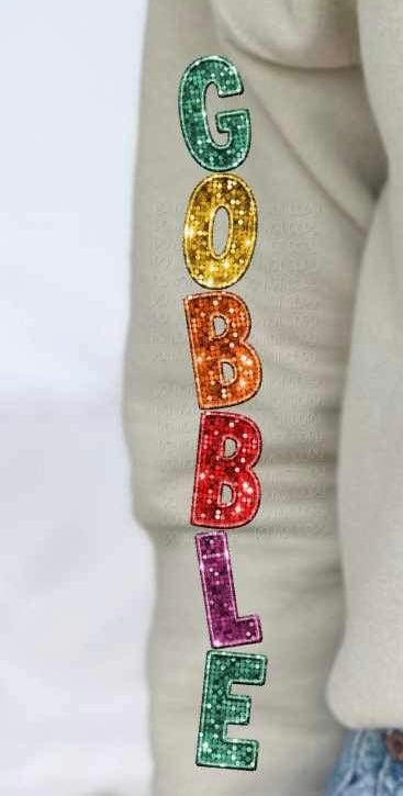Gobble sequin multi color font SLEEVE 11557 DTF TRANSFER