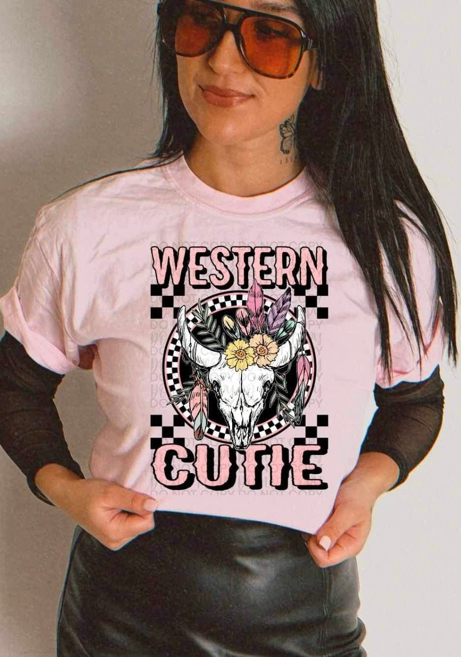 Western cutie bull skull 23308 DTF transfera