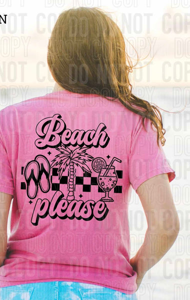 Beach please black with checkers (SBB) 32590 DTF transfer