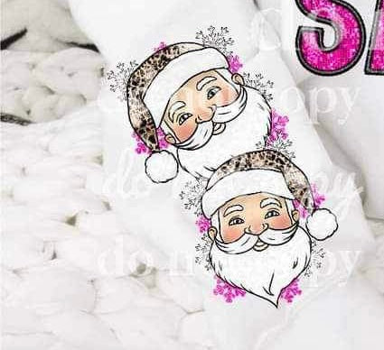 santa with leopard hat and purple snowflakes SLEEVE 15348 DTF Transfer
