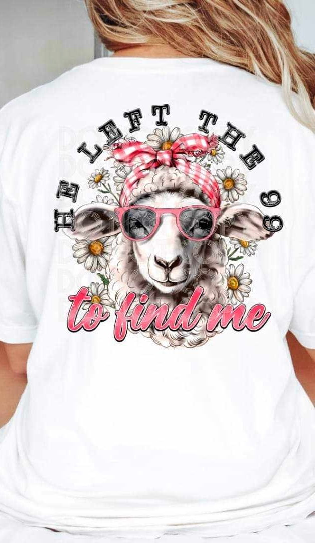He left the 99 to find me lamb with red head band 27654 DTF transfer