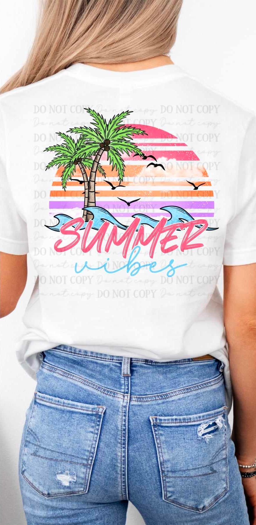 Summer vibes stripes and palm tree (CITY) 36246 DTF transferr