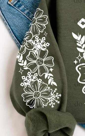 Flowers and snowflakes WHITE sleeve (CSC) 64697 DTF transfer