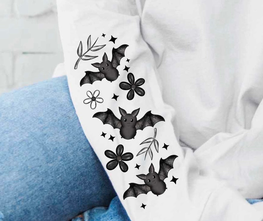 Bats, leaves, flowers SLEEVE (CSC) 36639 DTF transfer