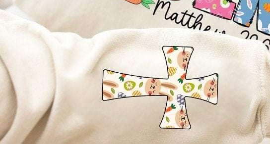 easter filled cross SLEEVE 24574 DTF transfer