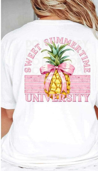 Sweet summertime university pineapple with bow 24334 DTF transfer
