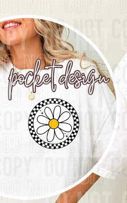 Flower checkered circle pocket (SBB) 44999 DTF transfer