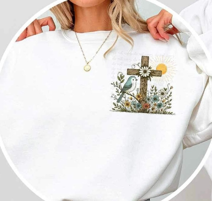 Bird and wooden cross 27187 DTF transfer