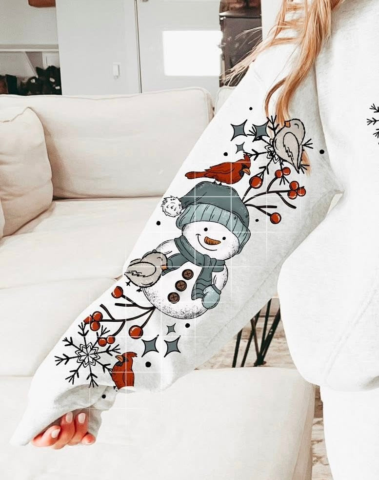 Snowman with birds (SLEEVE) CSC DTF Transfer
