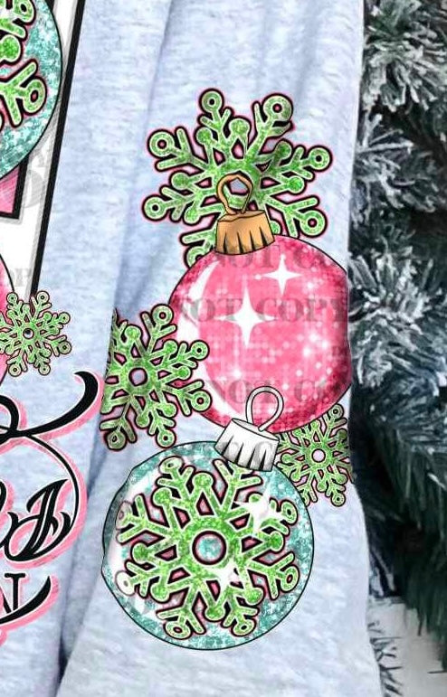 Ornaments and green snowflakes SLEEVE 17328 DTF TRANSFER
