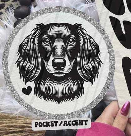 Long hair dachshund pocket 35722 DTF transfer