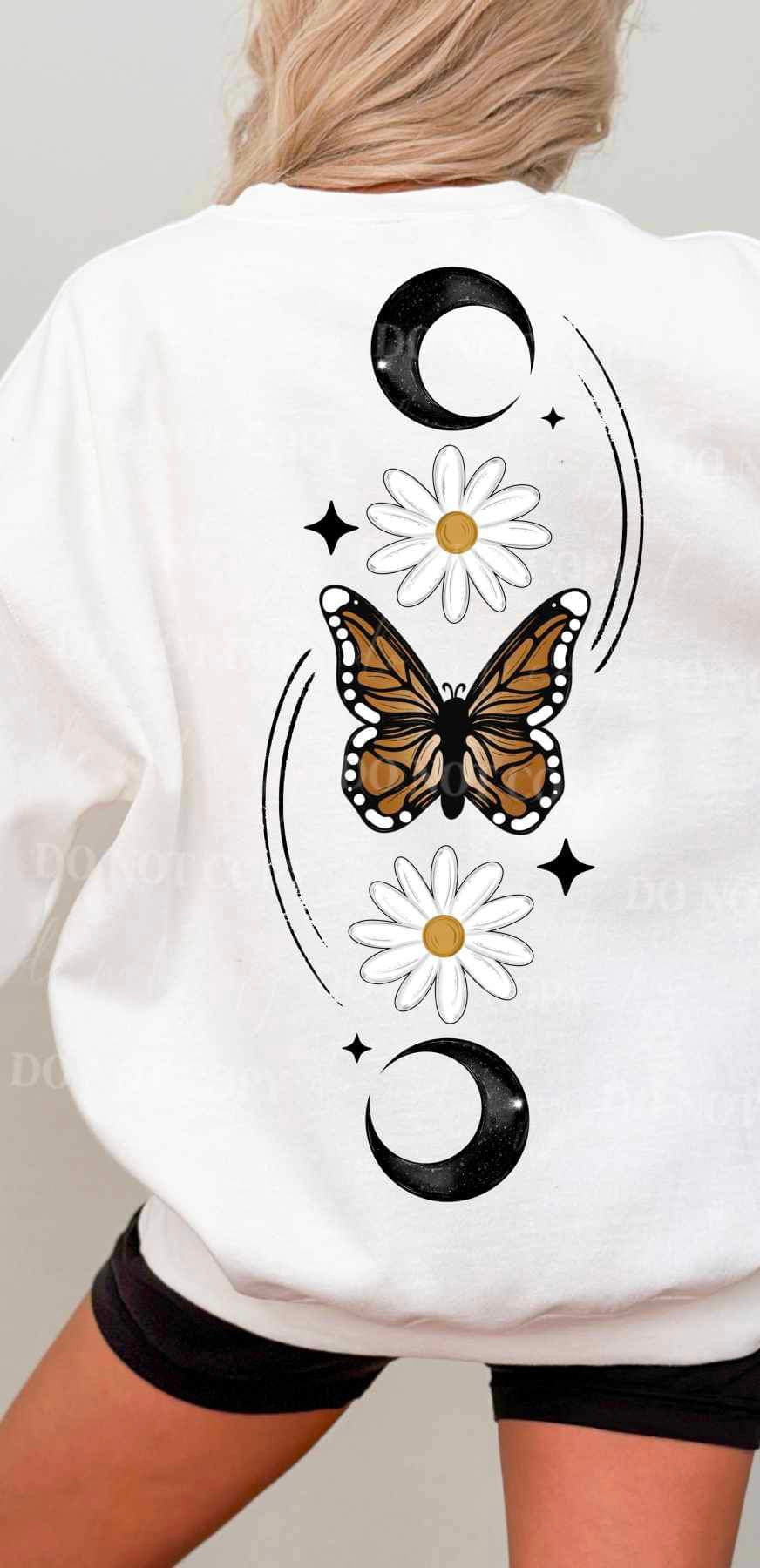 Moon, flower butterflies BACK 16380 DTF Transfer