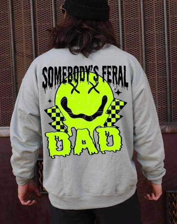 Somebody’s feral dad Green melting smiley (LYTTLE) 26263 DTF transfer