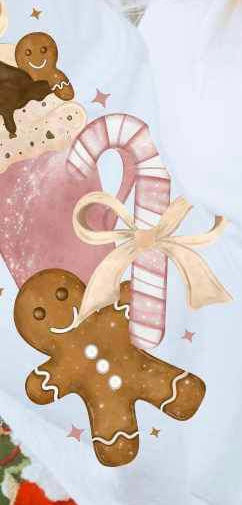 gingerbread man, hot chocolate, candycane SLEEVE 16213 DTF Transfer