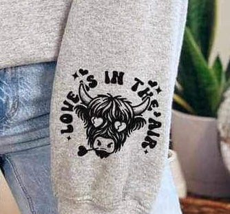 Love is in the air cow BLACK 23547 DTF transfer