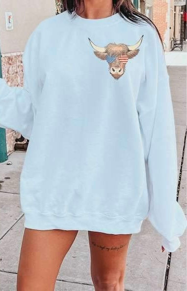 Cow with patriotic glasses 26870 DTF transfer