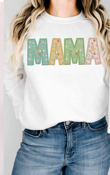 Mama lucky charm filled embroidery (WSB) 25598 DTF transfer