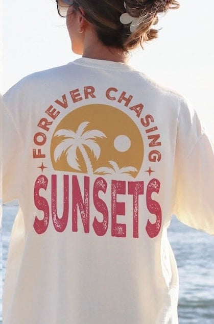 Forever chasing sunsets palm trees grunge 32497 DTF transfer