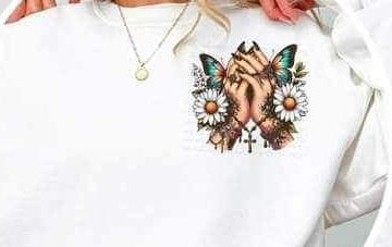 Clasped hands with butterflies 23033 DTF transfer