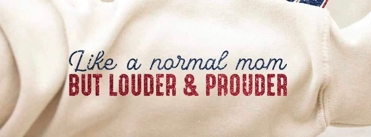 Like a normal mom but louder and prouder red sequin SLEEVE (WSB) 25587 DTF transfer