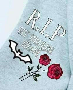 Rip my broken heart bat and roses 16881 DTF Transfer